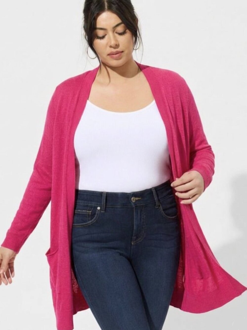 Torrid Fuchsia Pink Open Front Cardigan